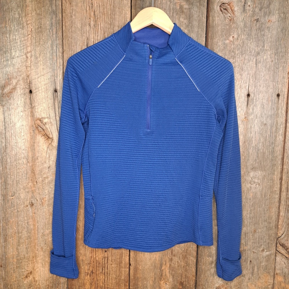 Lululemon Gorpcore Lite Chic Ventscape Ribbed Women 8 Long Sleeve Half Zip Blue